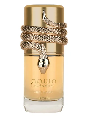 Frasco do perfume Lattafa Musamam White Intense